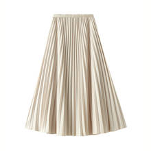 Solid Color Fashion Women Midi Pleated Skirt 2021 Summer New Style Casual All-match High Waist Long A-line Skirts Female Jupe 2024 - buy cheap