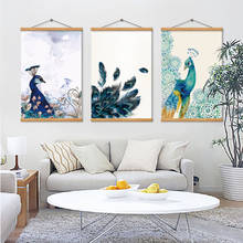 Abstracto arte da parede belas vívidas pavões tinta pinturas nordic quadros em tela posters sala de estar quarto corredor decoração 2024 - compre barato
