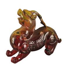 Estatua de dragón realista de ámbar, decorativa, tallado antiguo de China, 7,87 pulgadas 2024 - compra barato