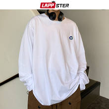 LAPPSTER Мужская негабаритная Японская уличная одежда футболки с отверстиями 2019 Мужская Harajuku белая футболка с длинным рукавом хип-хоп Kpop одежда 5XL 2024 - купить недорого