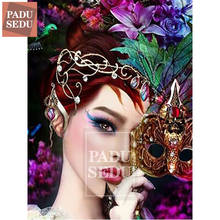 5D DIY Diamond Painting Beauty Mask Women Portrait Diamond Mosaic Embroidery Cross Stitch Kit Full Square Set Crystal Decor Home 2024 - buy cheap