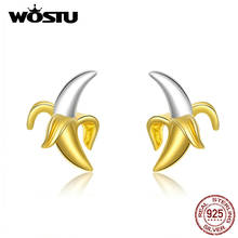 WOSTU-pendientes pequeños de plata de ley 100% con forma de Banana para mujer, aretes, joyería Original, 925 2024 - compra barato
