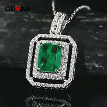 OEVAS 100% 925 Sterling Silver Synthetic Emerald Bridal Pendant Necklace Sparkling High Carbon Diamond Women Party Fine Jewelry 2024 - buy cheap