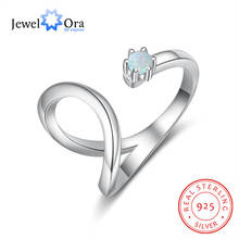 Genuine 925 Sterling Silver Open Adjustable Rings with White Opal Stone Geometric Style Finger Rings for Women Fine Jewelry 2024 - buy cheap