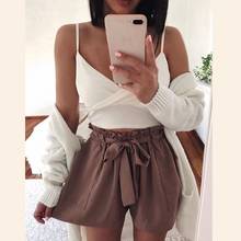 Loose Soft Casual Cotton Linen Shorts Women 2022 Summer Solid Color High Waist Ruffle Shorts Fashion Women Lace Up Trousers 2024 - buy cheap