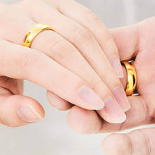 Anéis largos dourados 24k para casal, joia vintage suave para casais, mulheres e homens, joias para noivados e casamento, presente de amizade 2024 - compre barato