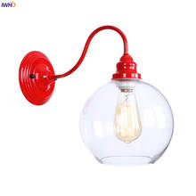 IWHD Red Glass Ball LED Wall Light Fixtures Porch Bedroom Mirror Stair Wandlamp Loft Decor Vintage Industrial Wall Lamp Sconce 2024 - buy cheap