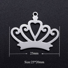 5pcs/lot 100% Stainless Steel Princess Crown diy Charms Wholesale Necklace Pendants Never Rust Dropshipping Charm for Necklace 2024 - buy cheap