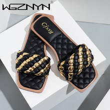 2021 Fashion Women Brand Summer Slides High Quality Weave Open Toe Flat Casual Slipper Leisure Sandal Female Beach Flip Flops 2024 - buy cheap