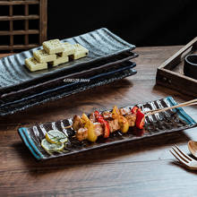 Japanese plate household tableware ceramic rectangular plate creative retro sushi sashimi plate snack plate restaurant tray 2024 - buy cheap