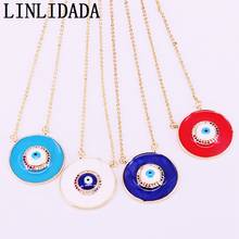 10Pcs Gold Filled Fashion Multi CZ Micro Paved Round Eye Enamel Pendant Necklaces For Women Jewelry 2024 - buy cheap