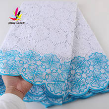 2021 Cheap Cotton Dry Lace Fabric White Blue  Color African Nigerian High End Quanlity Embroidery New Style Design for Dress 2024 - buy cheap