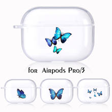 For Airpods 3 Cute Butterfly Blue Earphone Case for Airpods Pro  Cases Bluetooth Earphone Cover Soft Clear TPU Butterfly Coque 2024 - buy cheap