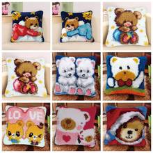 Nicediy Latch Hook Pillow Bear Smyrna European and American Style Latch Hook Cute Animal Series Package Pillow Latch Hook Kit 2024 - buy cheap