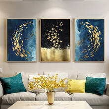 Pintura abstracta en lienzo para decoración del hogar, carteles e impresiones de mariposas y peces dorados, imágenes de pared para sala de estar 2024 - compra barato