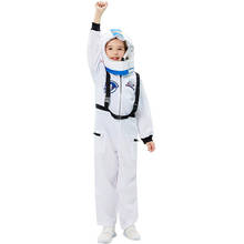 Fantasia de astronauta para meninos e meninas, cosplay, uniforme de halloween, para crianças, escola, show, festa, laranja e branca 2024 - compre barato