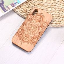 Mandala indiana tribal gravado caixa do telefone de madeira coque funda para iphone12 6s mais 7 mais 8 8 mais xr x xs max 11 pro max 2024 - compre barato