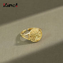 Kinel регулируемое 925 пробы Серебряное 18K Золотое кольцо круглая монета портрет открытый размер серебряное кольцо на палец дамы подарок ювелирные изделия 2024 - купить недорого