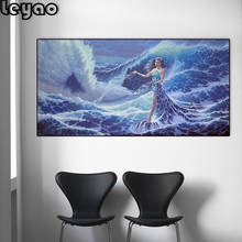 Bordado de diamantes 5D de tamaño grande, pintura de diamantes abstracta de chica de surf, taladro completo, cuadrado, redondo, mosaico de diamantes, decoración del hogar 2024 - compra barato