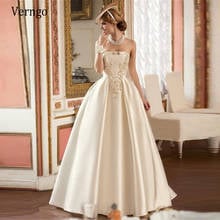 Verngo Vintage Ivory Silk Satin A Line Wedding Dresses 2021 Strapless Delicate Beads Pearls Bride Party Reception Gowns Custom 2024 - buy cheap