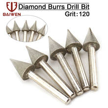 1pc 1/4 shank shank haste broca diamante cabeça de moagem bur bits guarda-chuva tipo ferramenta de moagem para dremel acessórios ferramentas giratórias #46 #120 2024 - compre barato