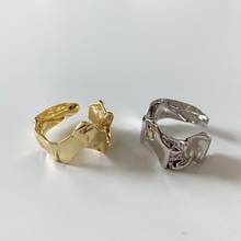 Anillo abierto de Plata de Ley 925 para hombre y mujer, sortija con forma de textura irregular, estilo francés, Hip Hop, Punk 2024 - compra barato