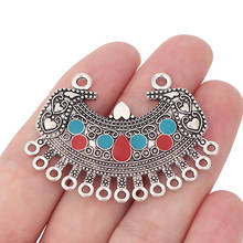 10 x Tibetan Silver Enamel Boho Tribal Chandelier 13 Bailors Multi Strand Connectors charms Pendants for Necklace Jewelry Making 2024 - buy cheap