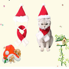 2Pcs/Set Fashion Lovely Pet Cat Dog Santa Hat + Scarf Christmas Xmas Red Holiday Costume Apparel Pet Accessories Cats Dogs Gift 2024 - buy cheap