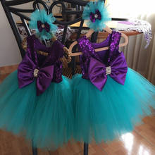 Vestido de flores de lentejuelas púrpuras para niña, vestidos de pastel de bautizo para niña, vestidos de fiesta para niño de 1 año, vestido de cumpleaños para niña 2024 - compra barato