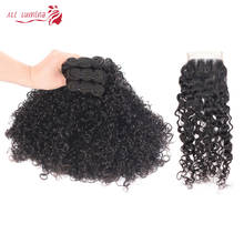 Curly Hair Weave Bundles 3 Bundles with 4*4 Lace Closure Natural Color Remy hair 100% Human Hair Extensions Double Weft Hair 2024 - buy cheap