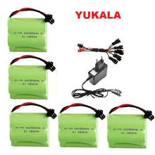 YUKALA 6v 2800mah T стиль высокой емкости AA Ni-MH аккумуляторная батарея с зарядным устройством для RC автомобилей грузовые автомобили RC лодка 2024 - купить недорого
