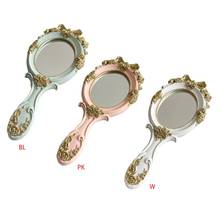 European Palace Style Vintage Handheld Roses Mirror Princess Women Girls Oval Vanity Makeup Cosmetic Tool with Anti-Slip Handle 2024 - buy cheap