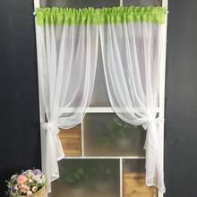 1 pc haste bolso cortina curta valance camada para cozinha café fatiado lado amarrado branco verde pequena janela sheer organza drape wp184c 2024 - compre barato