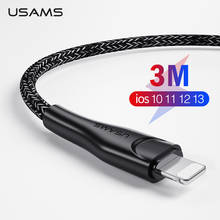 USAMS USB Cable para iPhone 11 Pro Max Xs Xr 8X6 7 además de 6s 5S ipad de carga de datos Cables de cargador de teléfono móvil Cable de 3m 2m 1m 2024 - compra barato