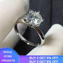 With Certificate Original 925 Silver Ring Luxury Brand 18K White Gold Solitaire 2.0ct Zirconia Diamond Wedding Rings for Women 2024 - buy cheap
