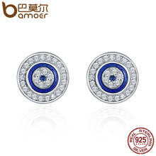 BAMOER Hot Sale Authentic 925 Sterling Silver Blue Eye Round Stud Earrings for Women Fashion Sterling Silver Jewelry SCE148 2024 - buy cheap