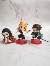 Anime 3pcs/set Demon Slayer: Kimetsu no Yaiba Kamado Tanjirou Nezuko Rengoku Kyoujurou Q Ver. PVC Action Figure Model Toys Gift 2024 - buy cheap