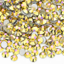 Декоративные блестящие стразы JUNAO SS6, 10, 12, 16, 20, 30, металлик, розовые стразы, кристаллы, Стразы AB, цветные стеклянные камни для ногтей 2024 - купить недорого