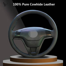 Cubierta de cuero genuino para volante de coche, accesorio Interior para Honda CRV CR-V, 2007, 2008, 2009, 2010, 2011 2024 - compra barato
