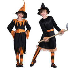 Snailify halloween traje para crianças abóbora fantasia vestido com chapéu meninas bruxa traje carnaval cosplay 2024 - compre barato