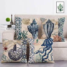 Vintage Ocean Style Home Decor Conch Starfish Shell Pattern Throw Pillow Covers Couch Cushion Cover Home Decor Pillow T270 2024 - buy cheap