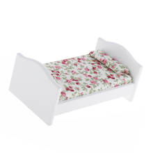 Conjunto de móveis para quarto de bonecas, 1:12, cama branca, colchão floral, travesseiro, boneca, decoração de cenas de vida 2024 - compre barato