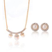 Vintage Simulated Pearl Jewelry Sets For Women Wedding Bridal Crystal Necklace Earrings Gold Silver Color African Set 2024 - buy cheap