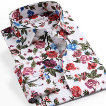 Camisa masculina estampada floral de alta qualidade, camiseta casual slim fit de manga comprida com estampa floral 2024 - compre barato