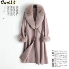 Boollili jaqueta de inverno feminina, casaco de lã real com gola de raposa, jaqueta feminina de dois lados de lã de caxemira, jaqueta coreana 2020 2024 - compre barato
