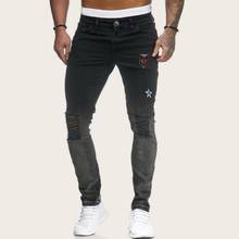Мужские рваные джинсы в стиле хип-хоп, с градиентным переходом цветов 2024 - купить недорого