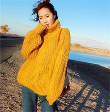 Женский свитер с высоким воротом, Осень-зима 2019, Модный повседневный теплый свитер, женский свитер большого размера 2024 - купить недорого