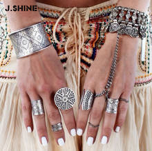 JShine-Anillos Vintage bohemios para mujer, joyas antiguas ahuecadas con hoja de elefante de talla Bohemia, accesorios de joyería étnica 2024 - compra barato