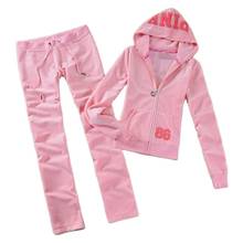 Spring / Fall 2020 PINK Women's Brand Velvet fabric Tracksuits Velour suit women Track suit Hoodies and Pants  S - XL 2024 - buy cheap