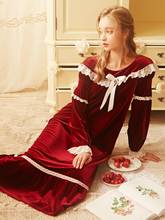 Free Shipping 2019 New Winter Princess Women's Long Pink and Red Nightgown Velvet  Nightshirt Lace Pijamas roupao feminino 2024 - buy cheap
